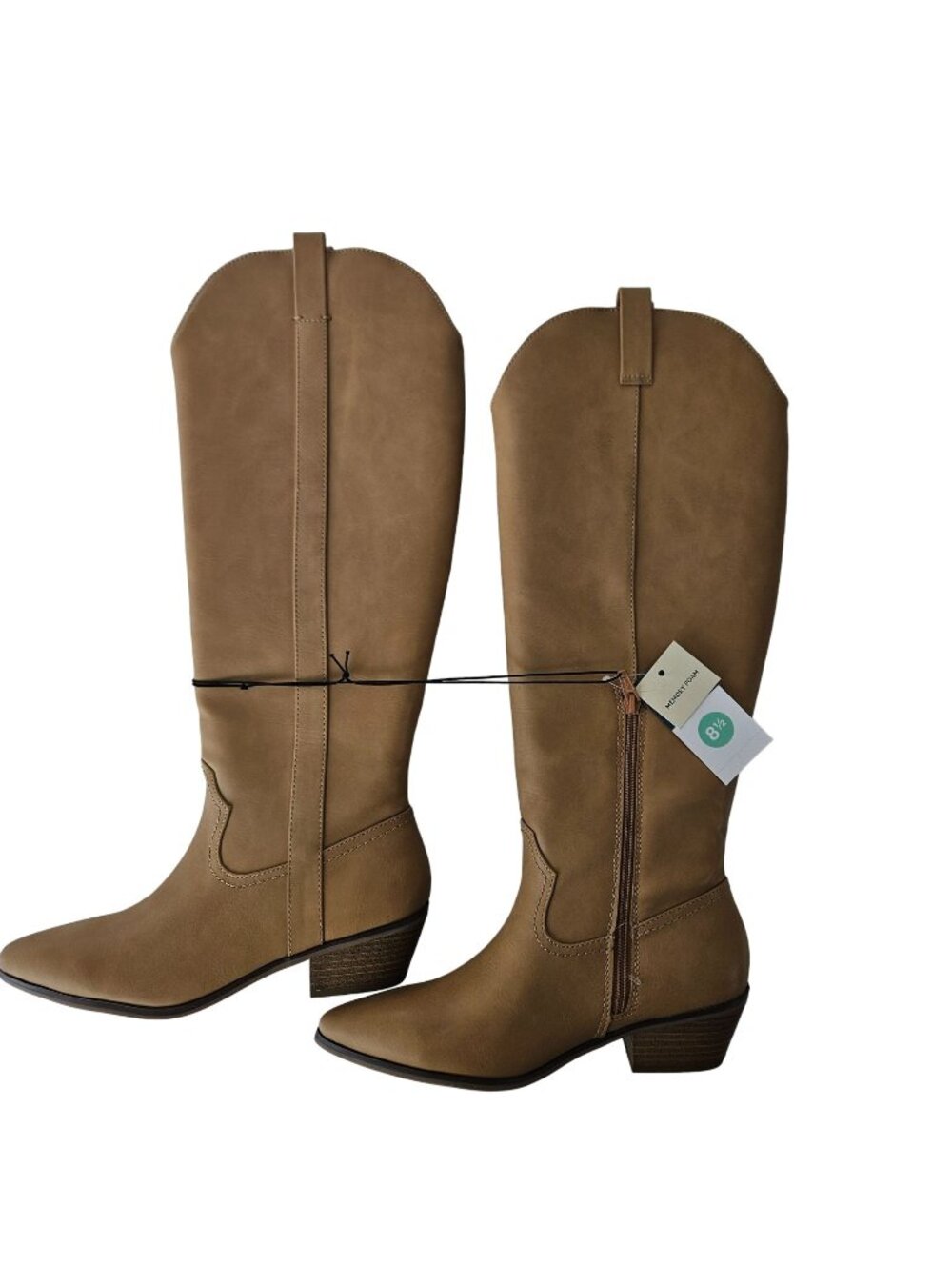 Universal Thread Womens Memory Foam Knee-High Boots Size 8.5 Light Brown Western